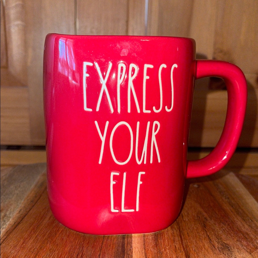 Rae Dunn Bright Red "Express Your Elf" Mug